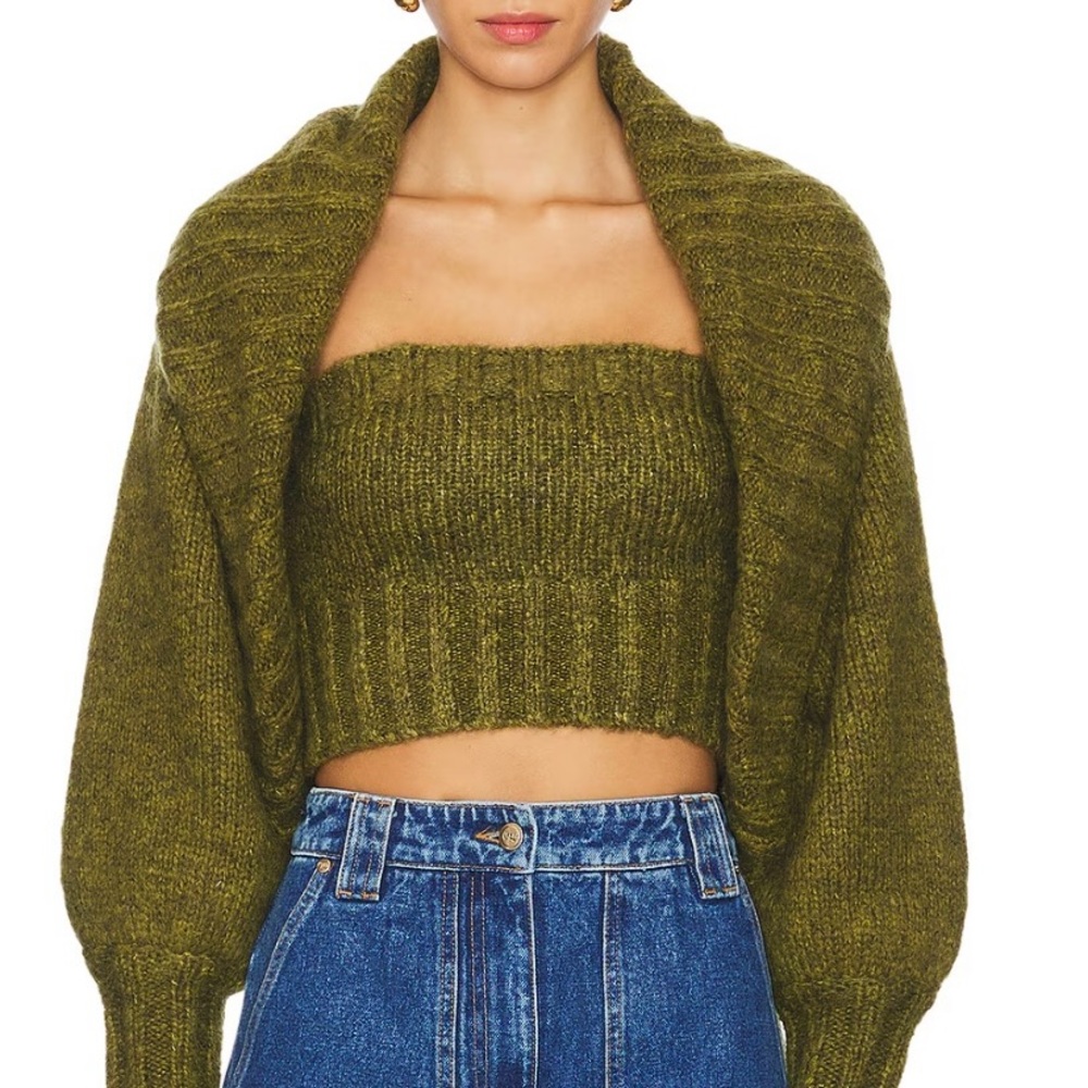 Cult Gaia Green Knit Shrug